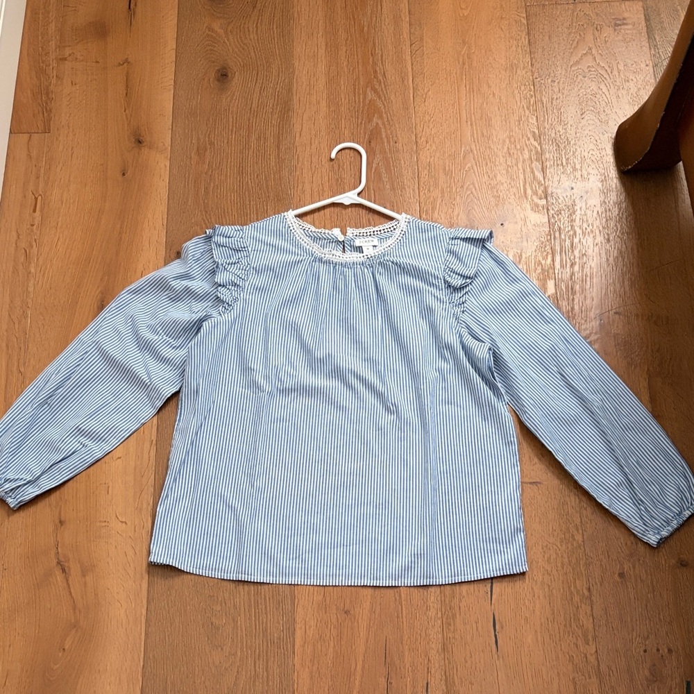 J. Crew Striped Ruffle Sleeve Top